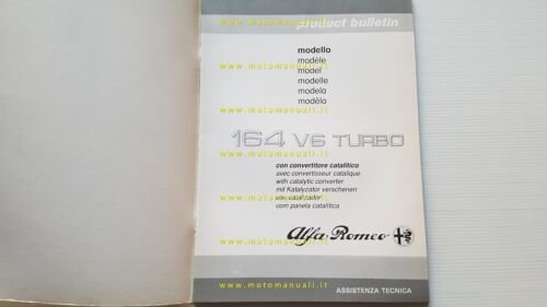 Alfa Romeo 164 V6 Turbo Catalitica 1990 Product Bulletin manuale …