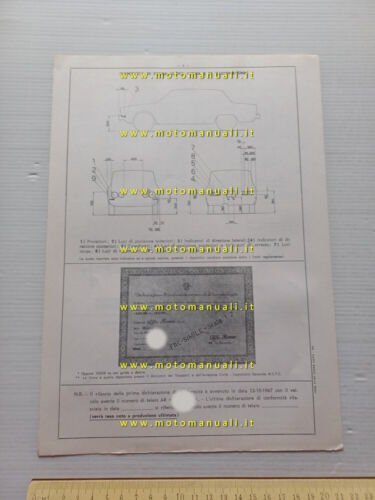 Alfa Romeo 1750 Berlina 105.48 1967 scheda omologazione DGM Motorizz. …