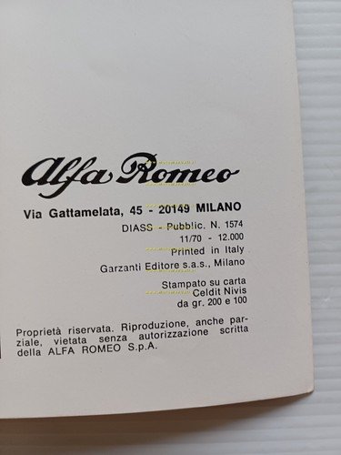 Alfa Romeo 1750 Berlina 1970 manuale uso manutenzione libretto originale