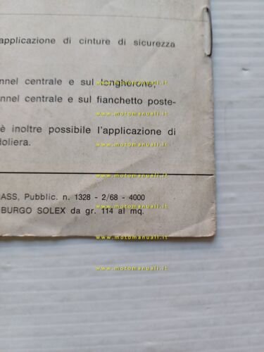Alfa Romeo 1750 GT Veloce 1968 ALLEGATO originale manuale uso
