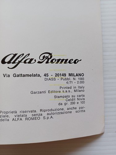 Alfa Romeo 1750 GT Veloce 1971 manuale uso manutenzione libretto …