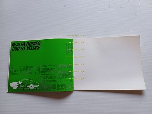 Alfa Romeo 1750 GT Veloce depliant originale italiano