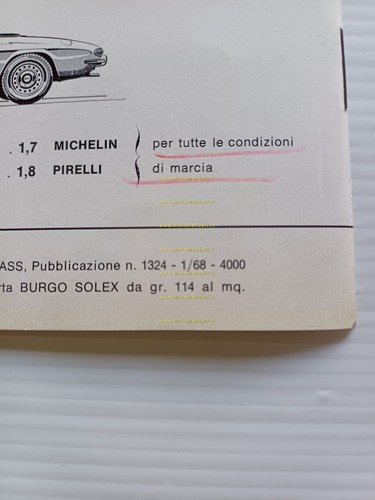 Alfa Romeo 1750 Spider Veloce 1968 ALLEGATO manuale uso manutenzione …