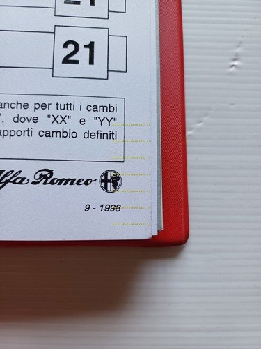 Alfa Romeo 1994-98 manuale officina Revisione Cambio Differenziale Tutti Modelli