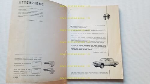 Alfa Romeo 2000 Berlina 1973 manuale uso manutenzione libretto originale