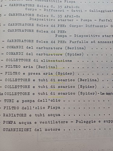 Alfa Romeo 2000 berlina spider 1959 COPIA catalogo ricambi