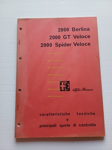 Alfa Romeo 2000-GT -Spider Veloce 1971 manuale officina caratteristiche tecniche
