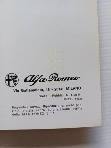 Alfa Romeo 2000 GT Veloce 1971 manuale uso manutenzione libretto …