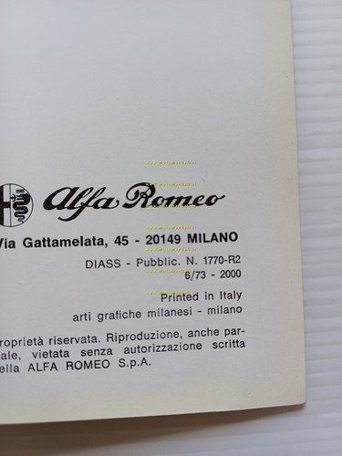 Alfa Romeo 2000 GT Veloce 1973 manuale uso manutenzione libretto …
