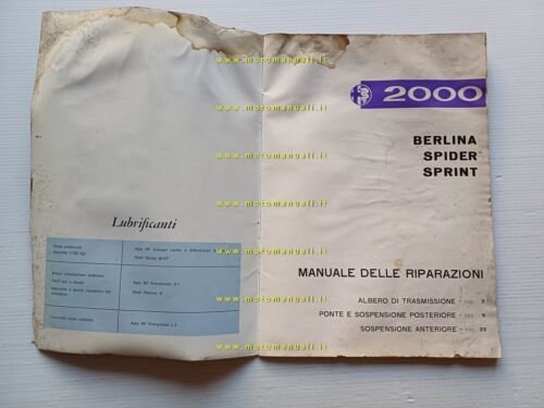 Alfa Romeo 2000-Spider-Sprint manuale officina trasmissione - sospensioni 1962