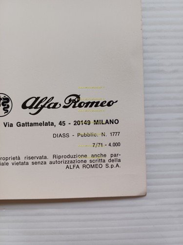 Alfa Romeo 2000 Spider Veloce 1971 manuale uso manutenzione libretto …