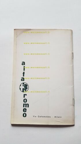 Alfa Romeo 2000 Sprint 1962 manuale uso manutenzione inglese ENGLISH …
