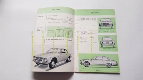 Alfa Romeo 2000 Sprint 1962 manuale uso manutenzione inglese ENGLISH …