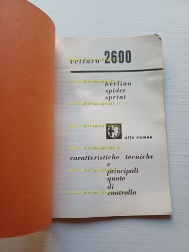 Alfa Romeo 2600 - Spider - Sprint 1964 manuale officina …