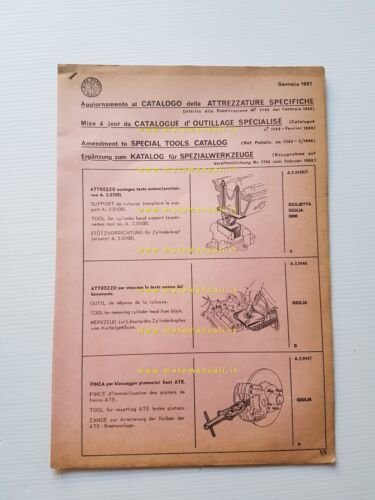 Alfa Romeo 2600 2000 Giulietta Giulia 1966 catalogo attezzi speciali …