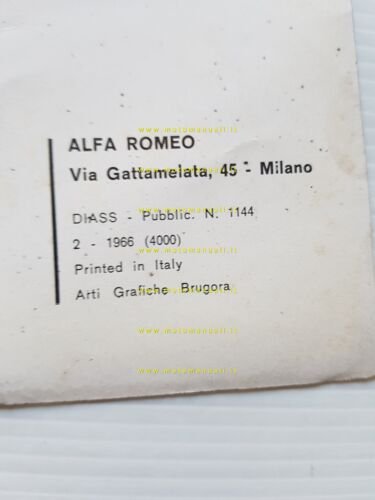 Alfa Romeo 2600 2000 Giulietta Giulia 1966 catalogo attezzi speciali …