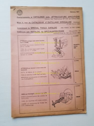 Alfa Romeo 2600 2000 Giulietta Giulia 1966 catalogo attezzi speciali …