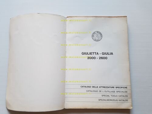 Alfa Romeo 2600 2000 Giulietta Giulia 1966 catalogo attezzi speciali …