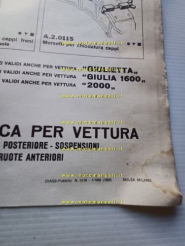 Alfa Romeo 2600-Giulietta-Giulia-2000 1966 attrezzi speciali manifesto originale