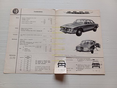 Alfa Romeo 2600 Sprint 1966 ALLEGATO manuale uso originale