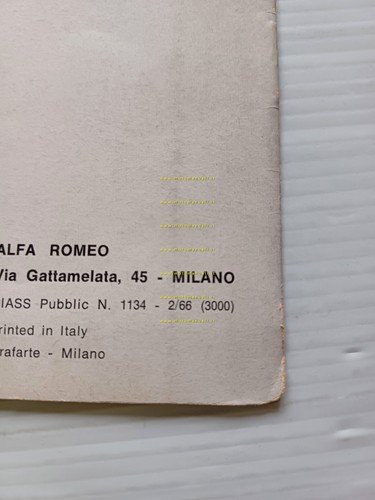 Alfa Romeo 2600 Sprint 1966 ALLEGATO manuale uso originale