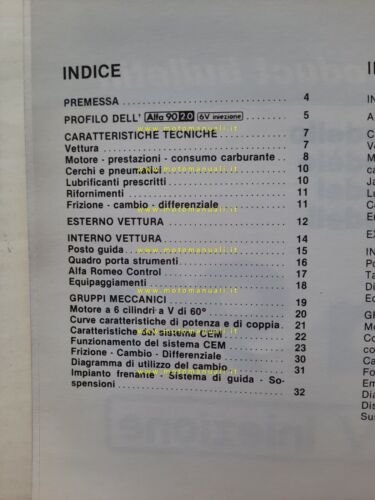Alfa Romeo Alfa 90 6V Iniezione 1985 Product Bulletin manuale …