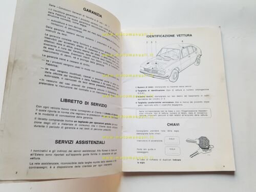 Alfa Romeo Alfasud 1973 manuale uso manutenzione libretto originale