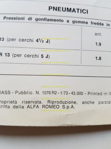 Alfa Romeo Alfasud 1973 manuale uso manutenzione libretto originale