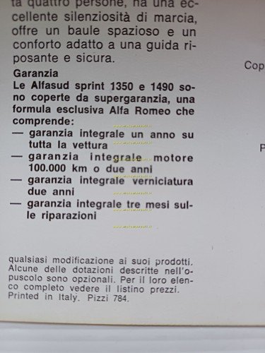 Alfa Romeo Alfasud Sprint 1.3-1.5 1978 depliant italiano originale