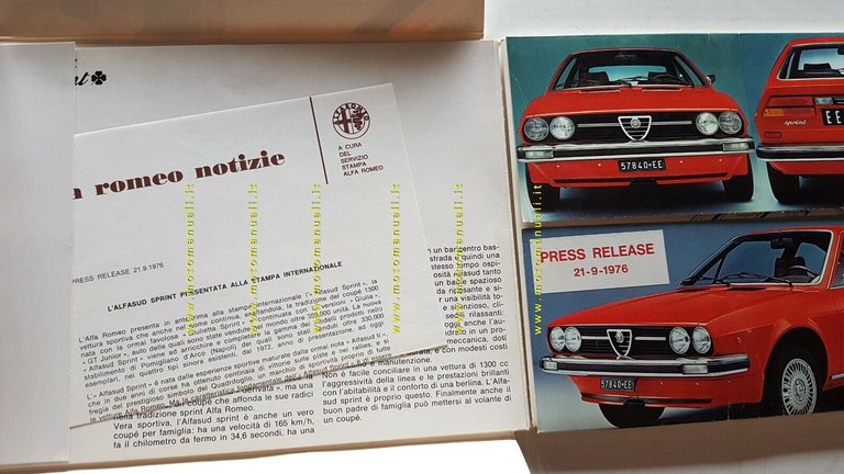 Alfa Romeo Alfasud Sprint 1976 cartella stampa originale auto press …