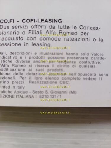 Alfa Romeo Alfasud Sprint Veloce 1.5 1982 depliant originale ITALIANO