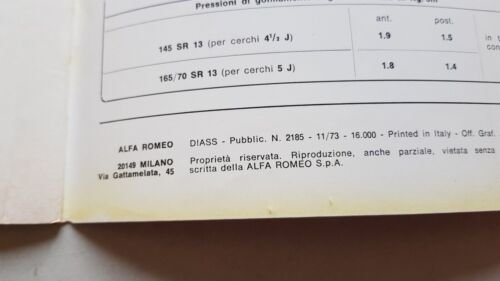 Alfa Romeo Alfasud TI 1973 manuale uso originale owner's manual