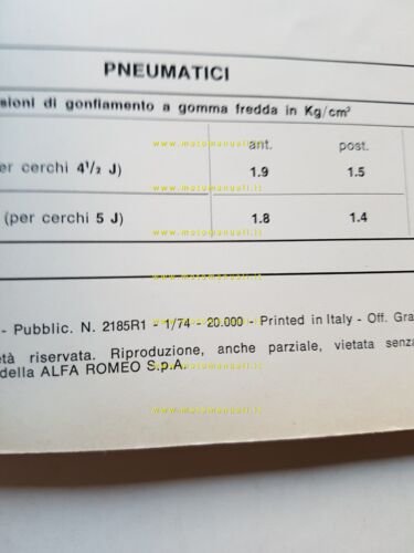 Alfa Romeo Alfasud Ti 1974 manuale uso manutenzione originale