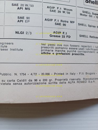 Alfa Romeo Alfetta 1.8 1972 manuale uso manutenzione libretto originale