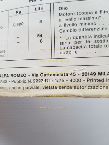 Alfa Romeo Alfetta GT 1975 manuale uso manutenzione libretto originale