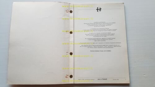 Alfa Romeo Alfetta Turbo D 1980 manuale officina MOTORE originale