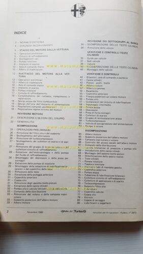 Alfa Romeo Alfetta Turbo D 1980 manuale officina MOTORE originale
