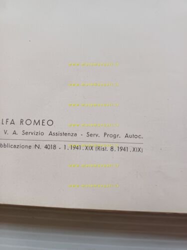 Alfa Romeo Autocarro 800 R.E. Militare 1941 manuale uso manutenzione …