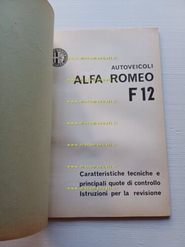 Alfa Romeo furgone F12 1967 manuale officina caratteristiche tecniche