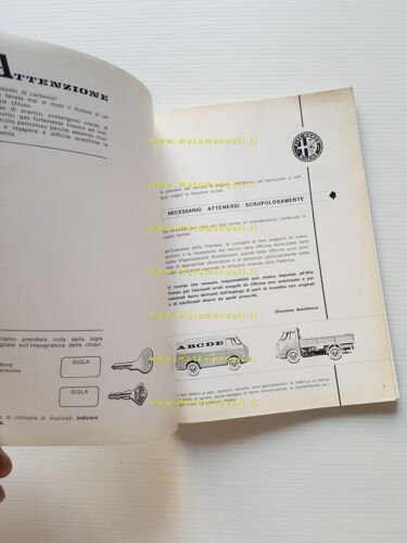 Alfa Romeo furgone F12 1967 manuale uso manutenzione libretto originale