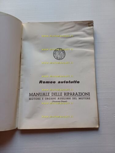 Alfa Romeo furgone Romeo Autotutto manuale officina MOTORE Diesel 1957 …