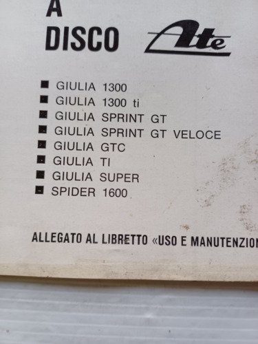 Alfa Romeo Giulia - Spider Freni a Disco ATE 1967 …