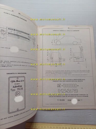 Alfa Romeo Giulia 1.3 Super 115.09 1970 scheda omologazione DGM …