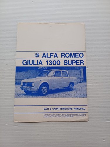 Alfa Romeo Giulia 1.3 Super aggiornamento 1971 manuale uso originale
