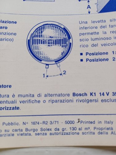 Alfa Romeo Giulia 1.3 Super aggiornamento 1971 manuale uso originale