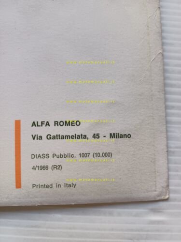 Alfa Romeo Giulia 1300 1966 manuale uso manutenzione originale