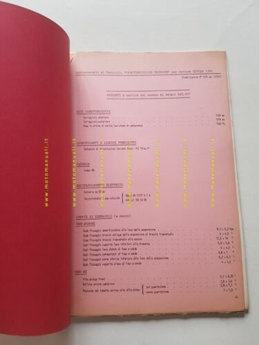 Alfa Romeo Giulia 1300 1967 manuale officina caratteristiche tecniche originale
