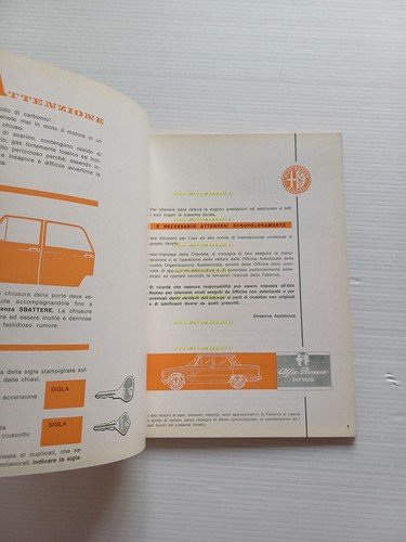 Alfa Romeo Giulia 1300 1967 manuale uso manutenzione libretto originale