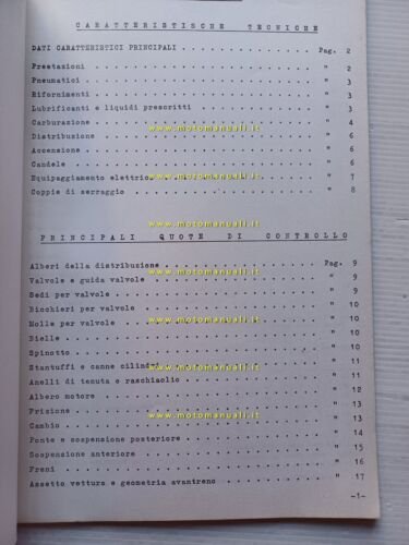 Alfa Romeo Giulia 1300 ti 1966 manuale officina caratteristiche tecniche