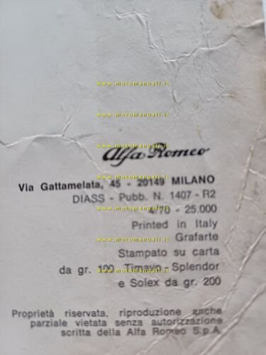 Alfa Romeo Giulia 1300 ti 1970 manuale uso manutenzione libretto …